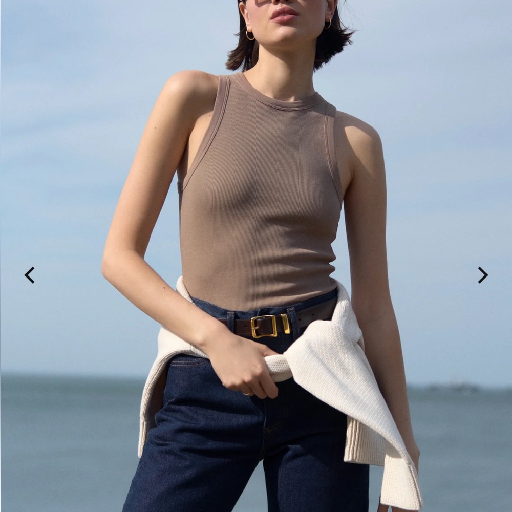 NWT sold out nyc THE NOT SO BASIC TANK IN TRUFFLE